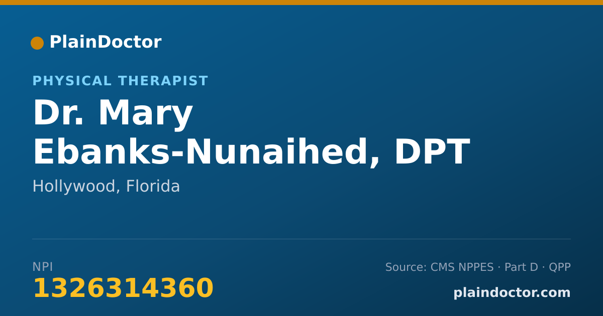 Shareable card for Mary Ebanks-Nunaihed, DPT - Physical Therapist, Hollywood, FL