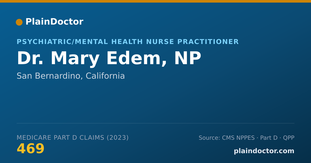 Shareable card for Mary Edem, NP - Psychiatric/Mental Health Nurse Practitioner, San Bernardino, CA