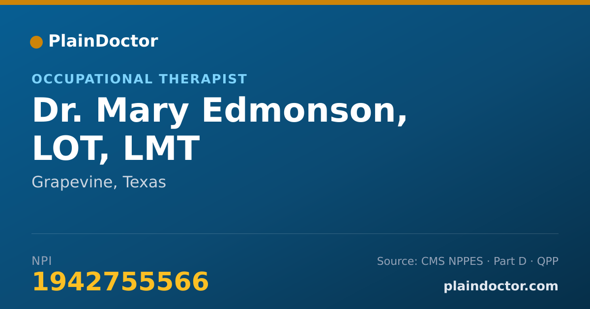 Shareable card for Mary Edmonson, LOT, LMT - Occupational Therapist, Grapevine, TX