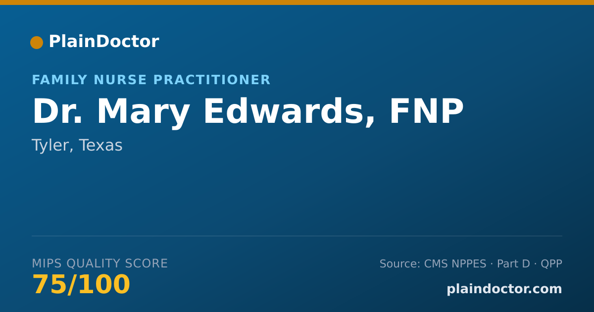 Shareable card for Mary Edwards, FNP - Family Nurse Practitioner, Tyler, TX