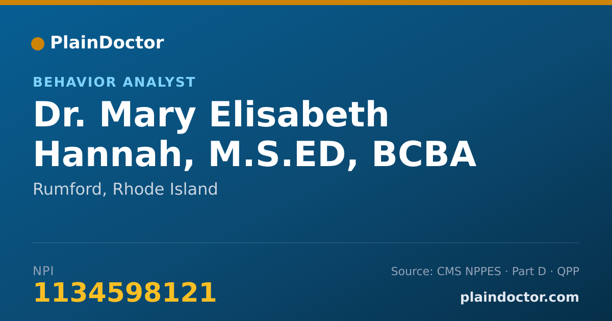 Shareable card for Mary Elisabeth Hannah, M.S.ED, BCBA - Behavior Analyst, Rumford, RI
