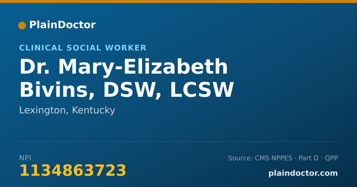 Shareable card for Mary-Elizabeth Bivins, DSW, LCSW - Clinical Social Worker, Lexington, KY