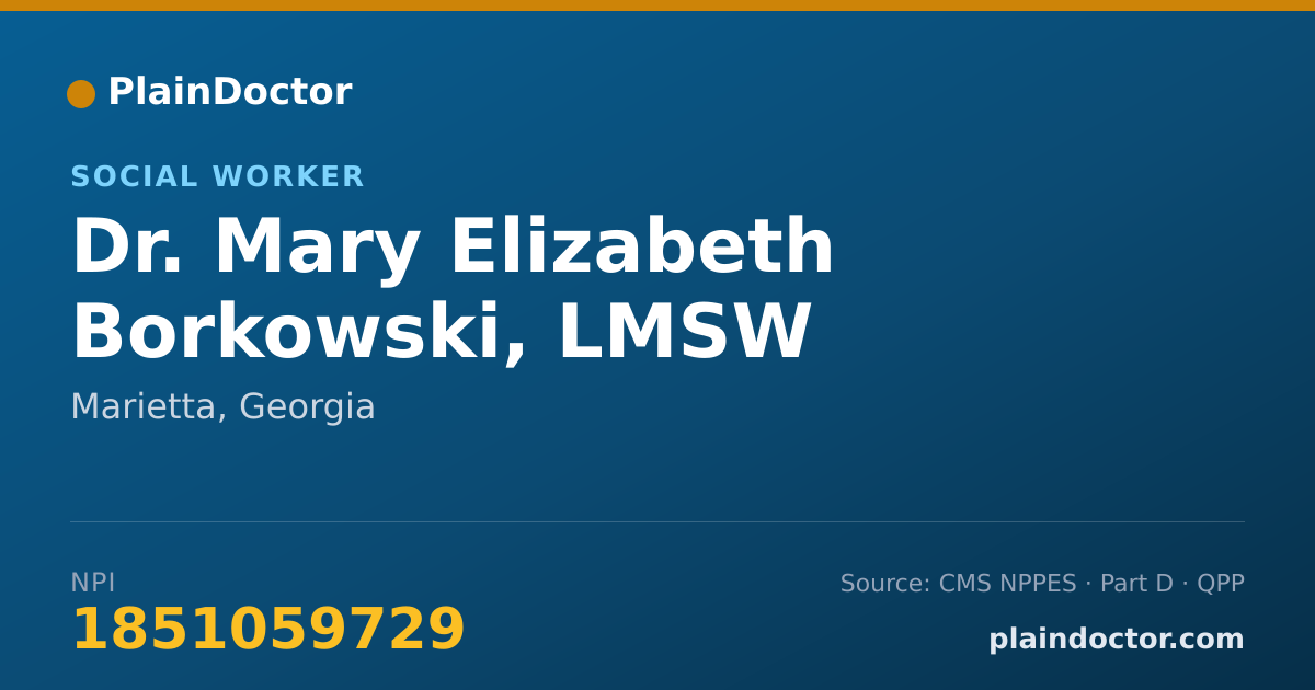 Shareable card for Mary Elizabeth Borkowski, LMSW - Social Worker, Marietta, GA