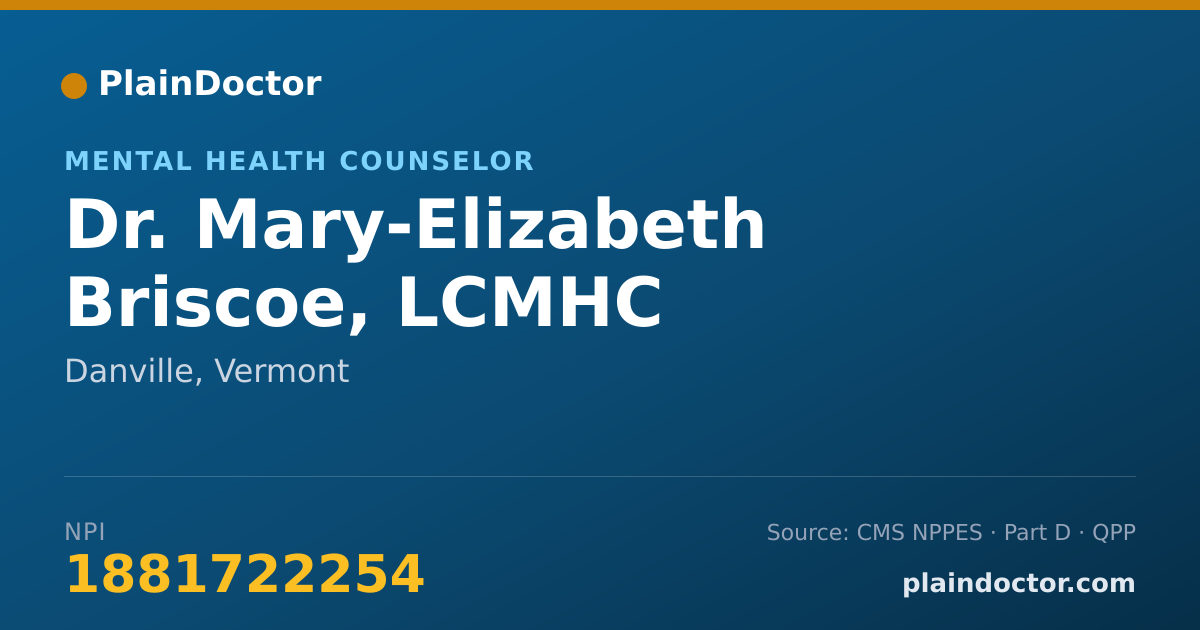 Shareable card for Mary-Elizabeth Briscoe, LCMHC - Mental Health Counselor, Danville, VT