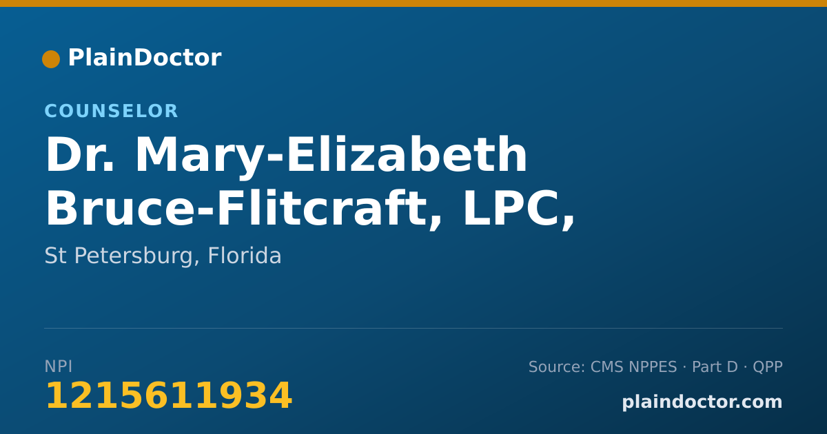 Shareable card for Mary-Elizabeth Bruce-Flitcraft, LPC, LMHC - Counselor, St Petersburg, FL