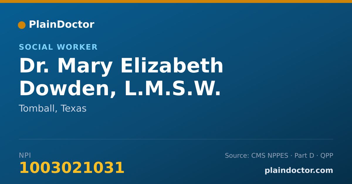 Shareable card for Mary Elizabeth Dowden, L.M.S.W. - Social Worker, Tomball, TX