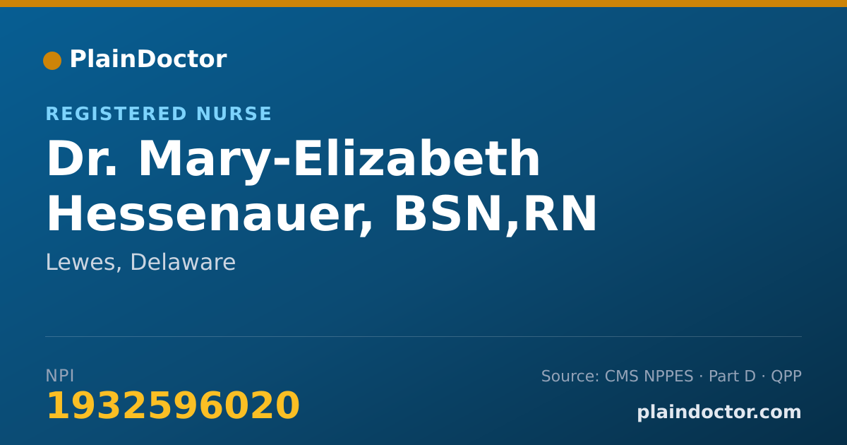 Shareable card for Mary-Elizabeth Hessenauer, BSN,RN - Registered Nurse, Lewes, DE