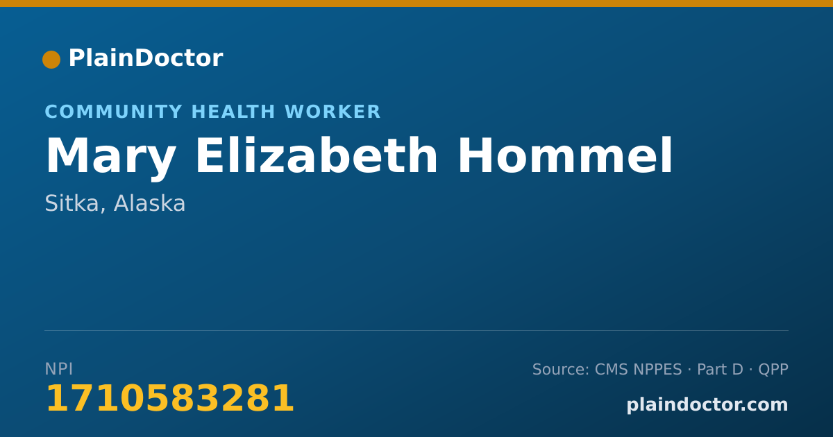 Shareable card for Mary Elizabeth Hommel - Community Health Worker, Sitka, AK