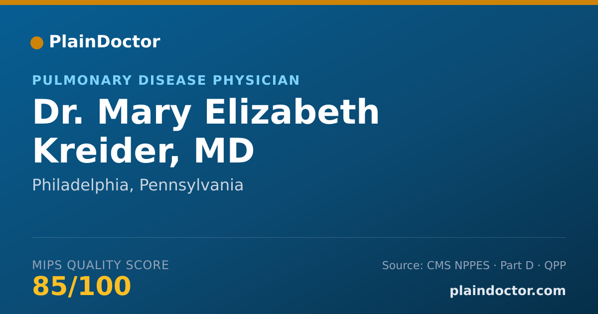 Shareable card for Mary Elizabeth Kreider, MD - Pulmonary Disease Physician, Philadelphia, PA