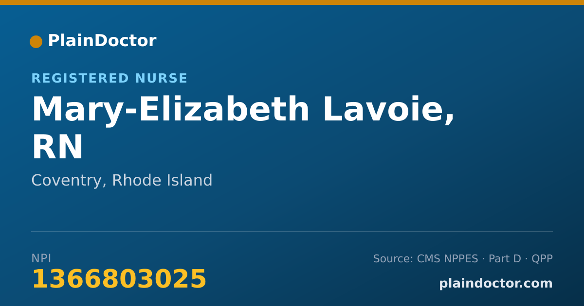 Shareable card for Mary-Elizabeth Lavoie, RN - Registered Nurse, Coventry, RI