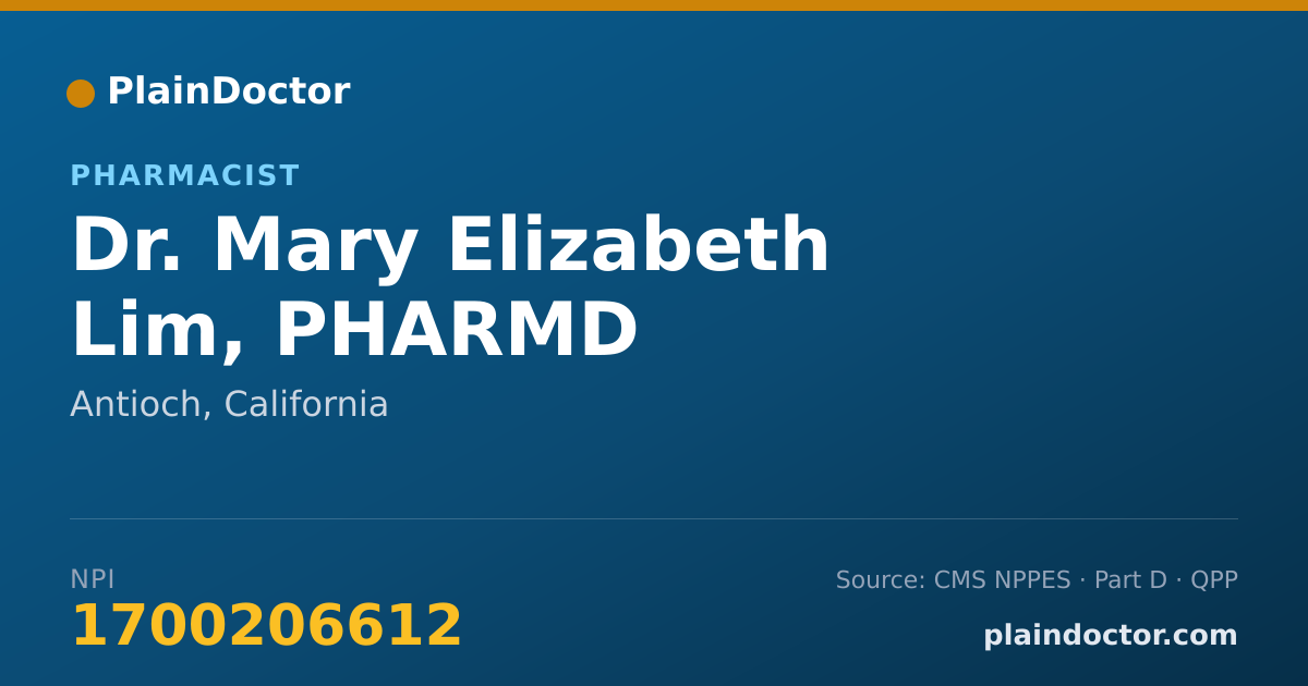 Shareable card for Mary Elizabeth Lim, PHARMD - Pharmacist, Antioch, CA