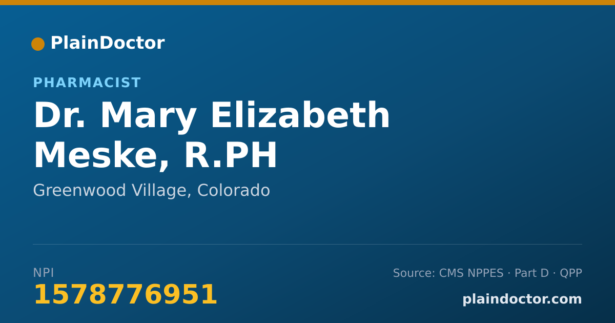 Shareable card for Mary Elizabeth Meske, R.PH - Pharmacist, Greenwood Village, CO