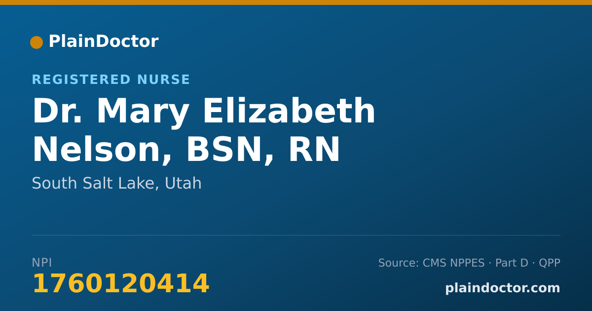 Shareable card for Mary Elizabeth Nelson, BSN, RN - Registered Nurse, South Salt Lake, UT