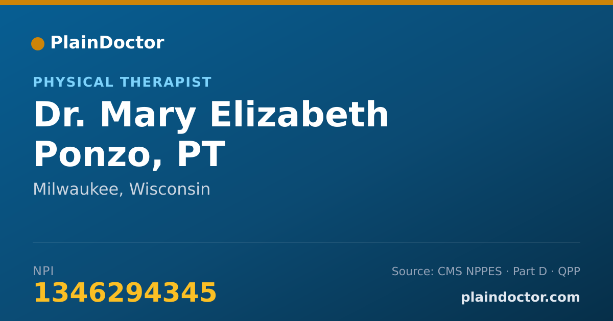Shareable card for Mary Elizabeth Ponzo, PT - Physical Therapist, Milwaukee, WI