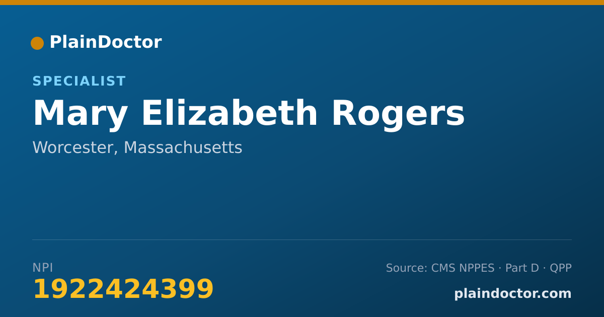 Shareable card for Mary Elizabeth Rogers - Specialist, Worcester, MA