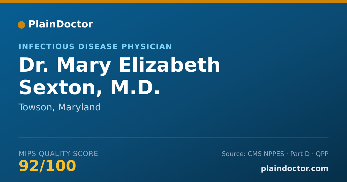 Shareable card for Mary Elizabeth Sexton, M.D. - Infectious Disease Physician, Towson, MD