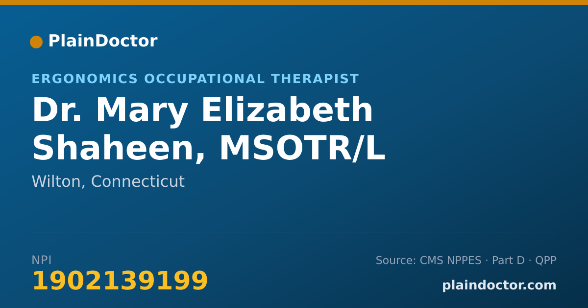 Shareable card for Mary Elizabeth Shaheen, MSOTR/L - Ergonomics Occupational Therapist, Wilton, CT