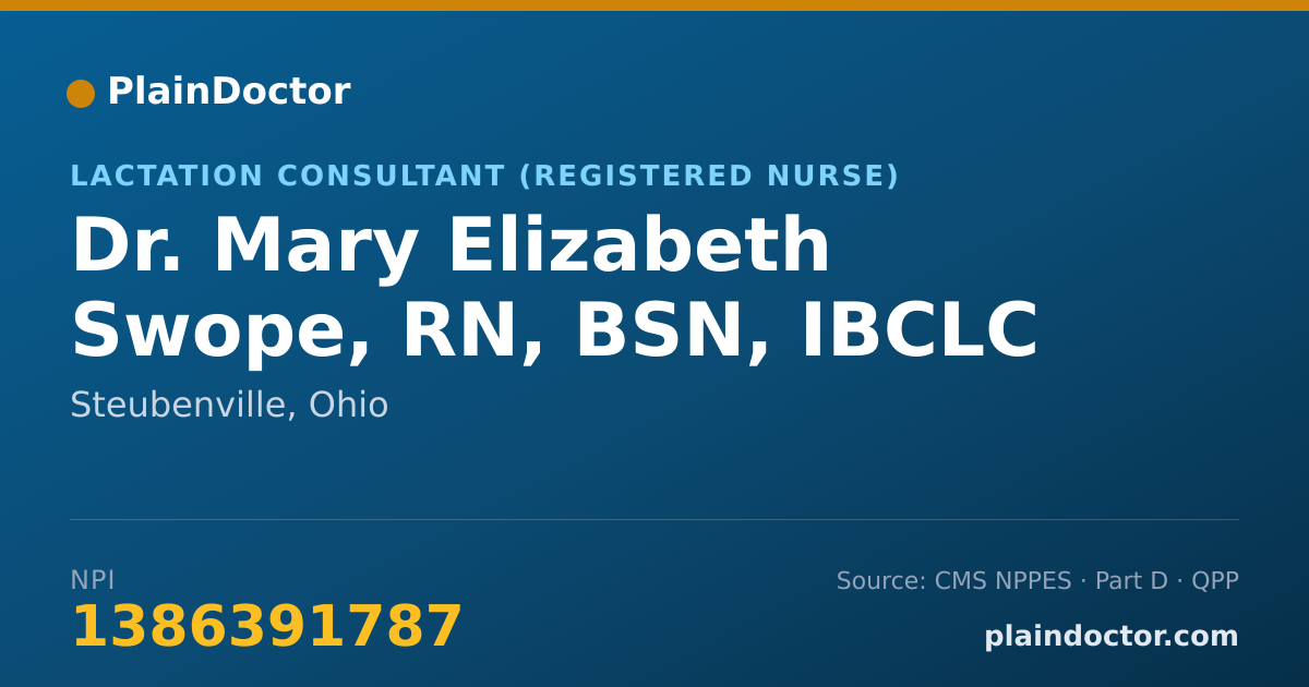 Shareable card for Mary Elizabeth Swope, RN, BSN, IBCLC - Lactation Consultant (Registered Nurse), Steubenville, OH