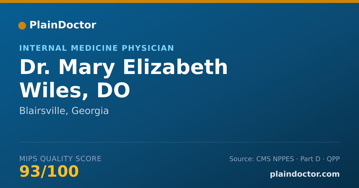 Shareable card for Mary Elizabeth Wiles, DO - Internal Medicine Physician, Blairsville, GA