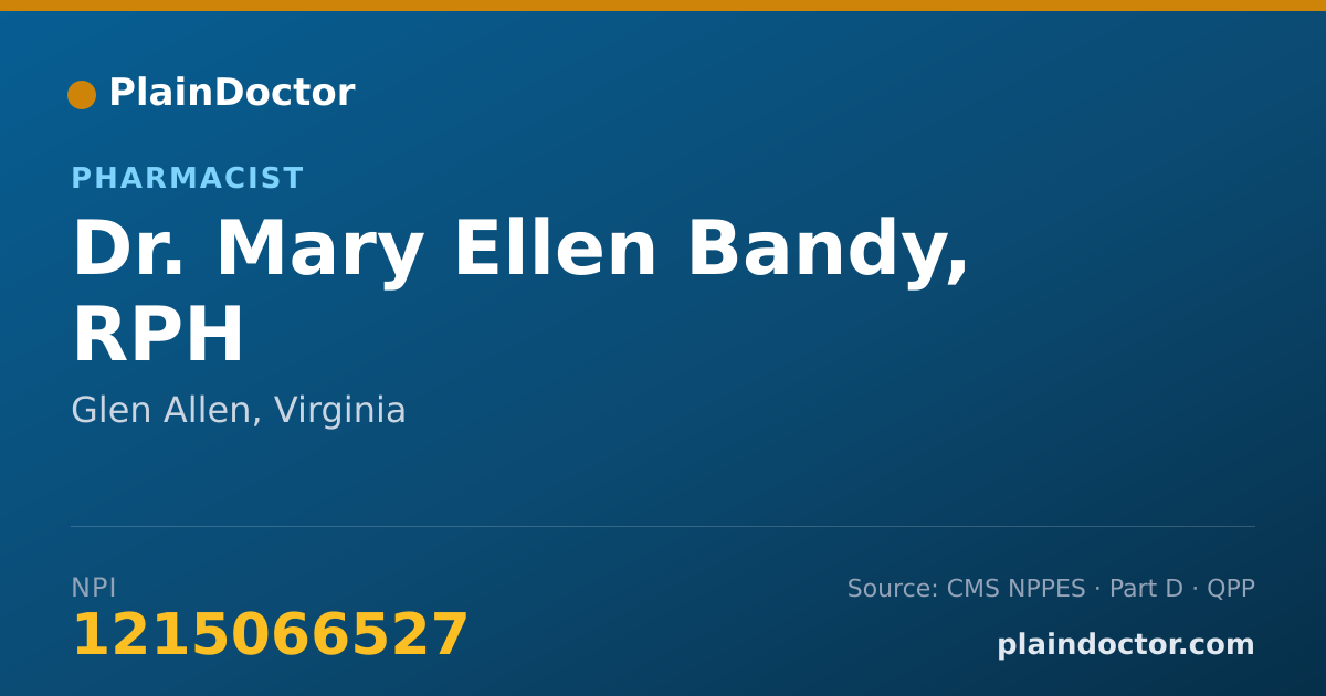 Shareable card for Mary Ellen Bandy, RPH - Pharmacist, Glen Allen, VA