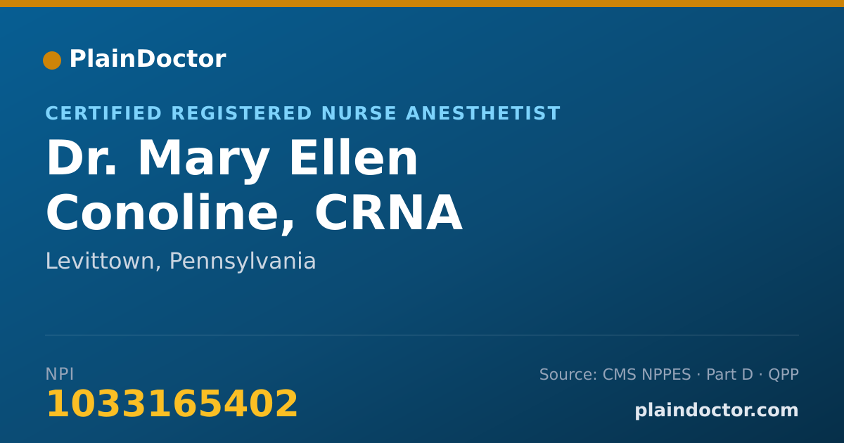 Shareable card for Mary Ellen Conoline, CRNA - Certified Registered Nurse Anesthetist, Levittown, PA