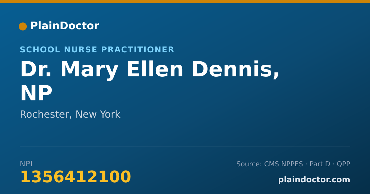Shareable card for Mary Ellen Dennis, NP - School Nurse Practitioner, Rochester, NY