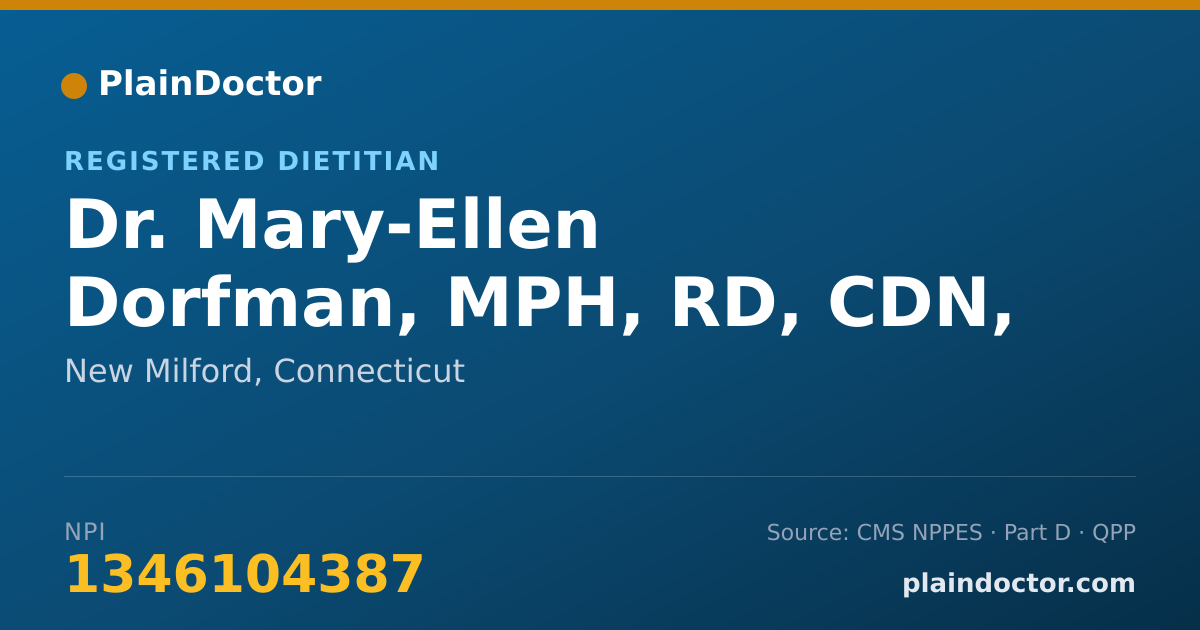 Shareable card for Mary-Ellen Dorfman, MPH, RD, CDN, LD/N - Registered Dietitian, New Milford, CT