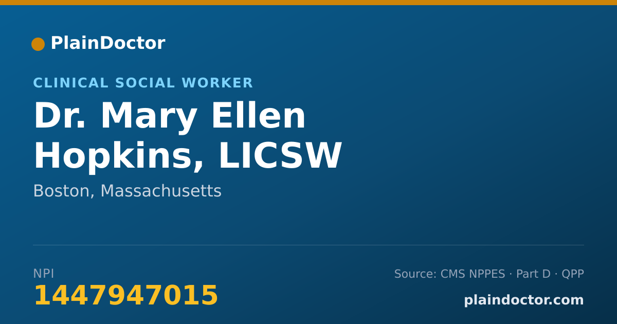Shareable card for Mary Ellen Hopkins, LICSW - Clinical Social Worker, Boston, MA