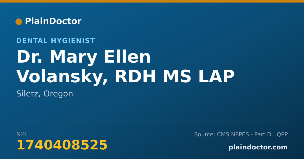 Shareable card for Mary Ellen Volansky, RDH MS LAP - Dental Hygienist, Siletz, OR