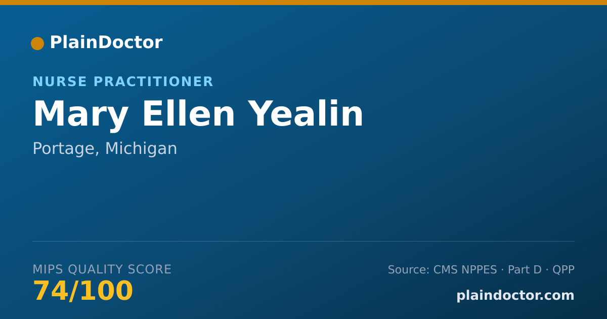 Shareable card for Mary Ellen Yealin - Nurse Practitioner, Portage, MI