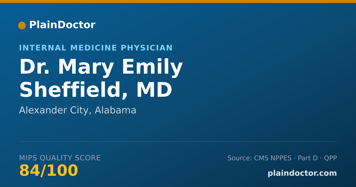 Shareable card for Mary Emily Sheffield, MD - Internal Medicine Physician, Alexander City, AL