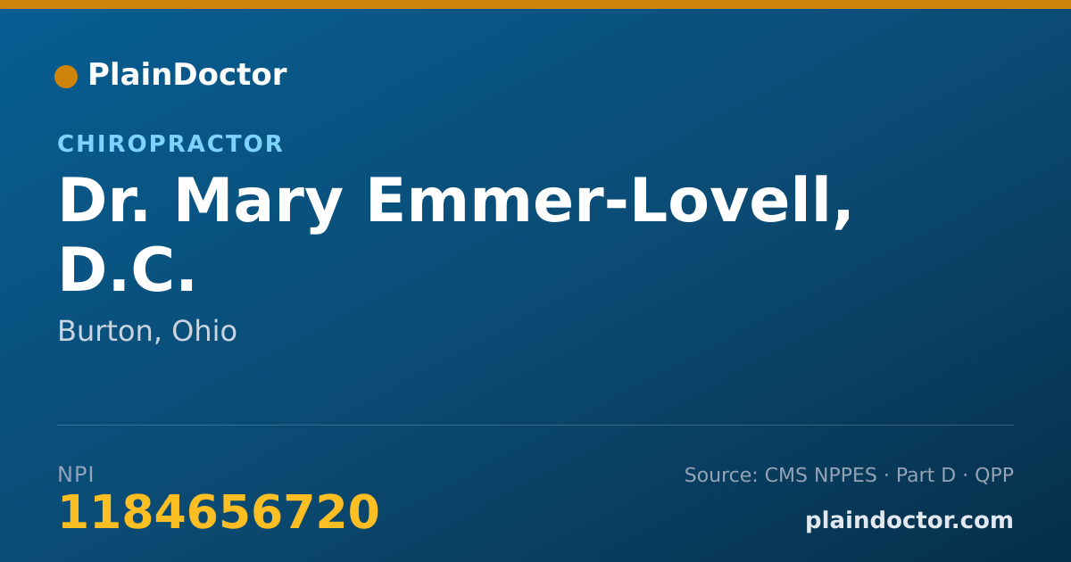 Shareable card for Mary Emmer-Lovell, D.C. - Chiropractor, Burton, OH