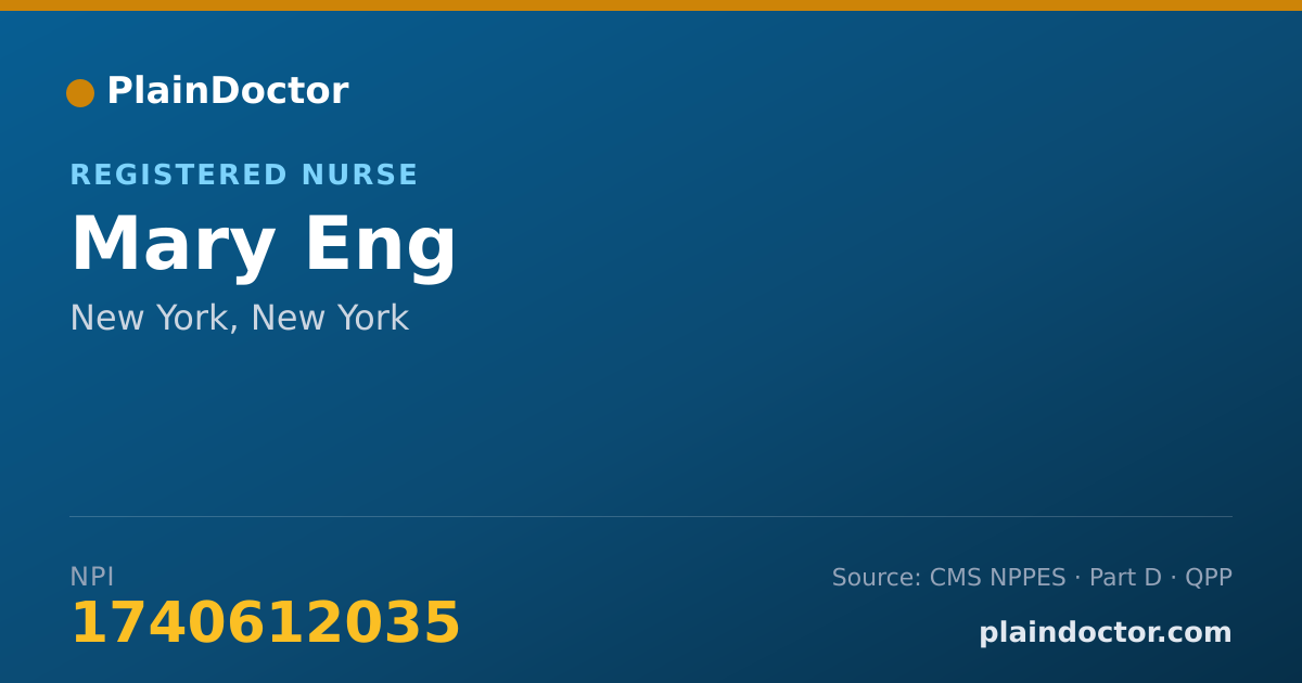 Shareable card for Mary Eng - Registered Nurse, New York, NY
