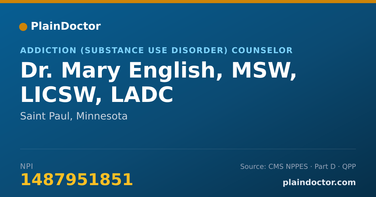 Shareable card for Mary English, MSW, LICSW, LADC - Addiction (Substance Use Disorder) Counselor, Saint Paul, MN