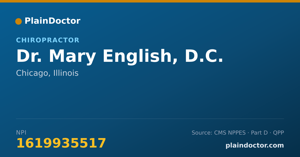 Shareable card for Mary English, D.C. - Chiropractor, Chicago, IL