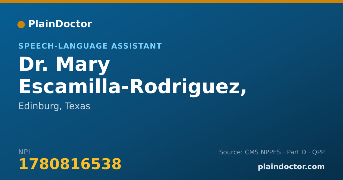 Shareable card for Mary Escamilla-Rodriguez, ASLP - Speech-Language Assistant, Edinburg, TX