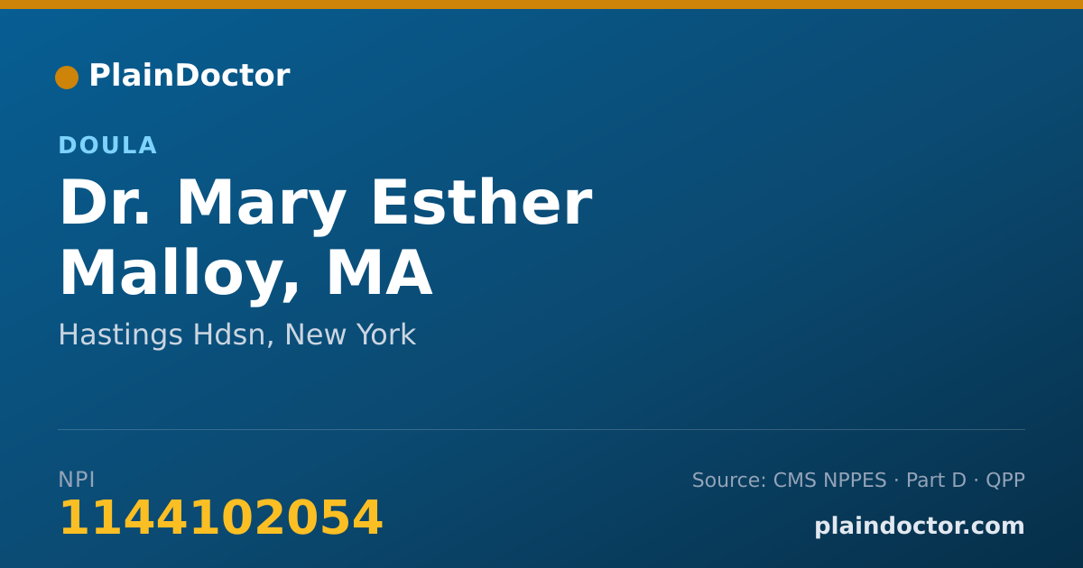 Shareable card for Mary Esther Malloy, MA - Doula, Hastings Hdsn, NY