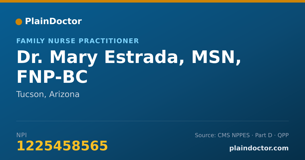 Shareable card for Mary Estrada, MSN, FNP-BC - Family Nurse Practitioner, Tucson, AZ