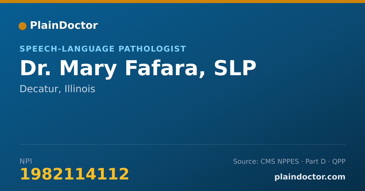 Shareable card for Mary Fafara, SLP - Speech-Language Pathologist, Decatur, IL