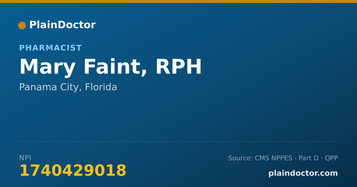Shareable card for Mary Faint, RPH - Pharmacist, Panama City, FL