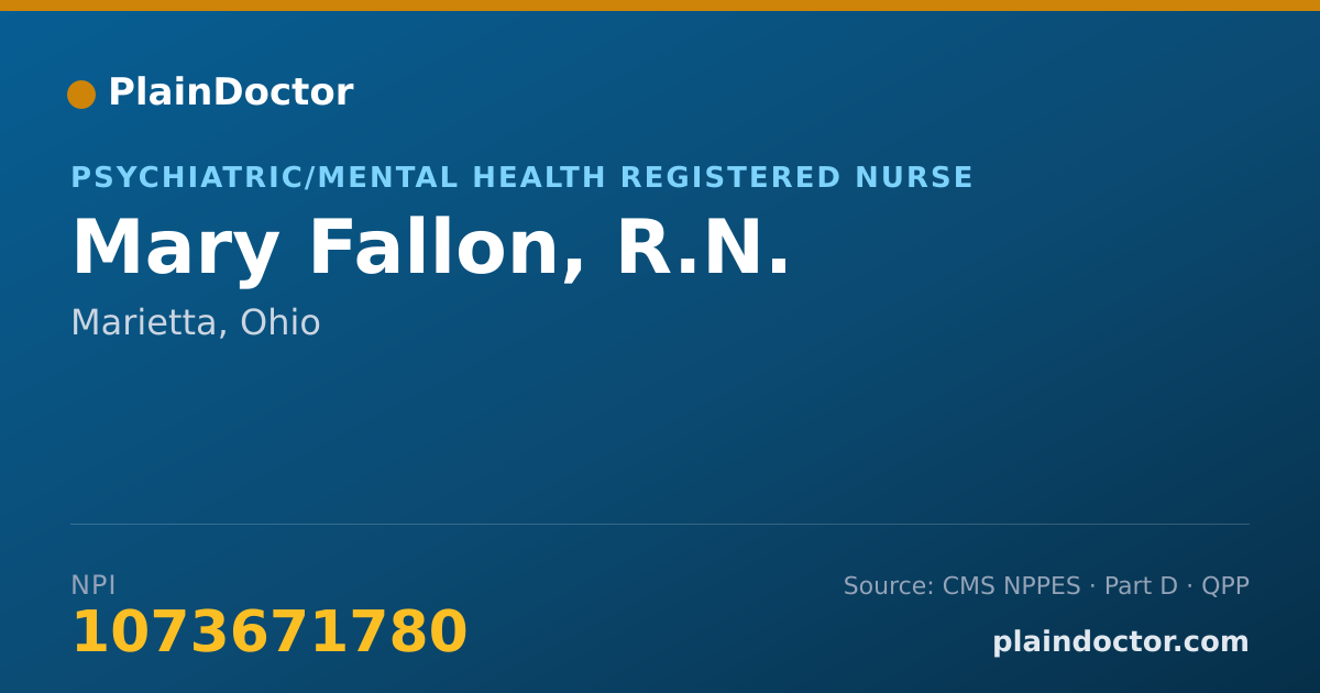 Shareable card for Mary Fallon, R.N. - Psychiatric/Mental Health Registered Nurse, Marietta, OH