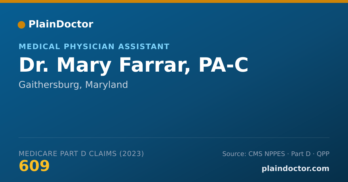 Shareable card for Mary Farrar, PA-C - Medical Physician Assistant, Gaithersburg, MD