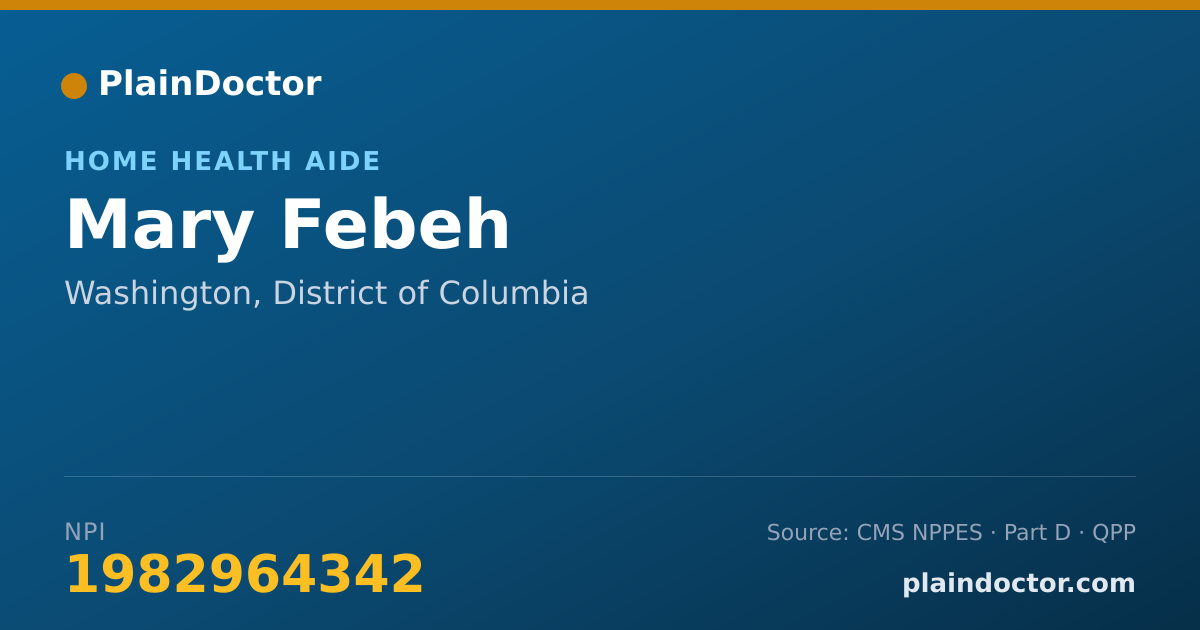 Shareable card for Mary Febeh - Home Health Aide, Washington, DC