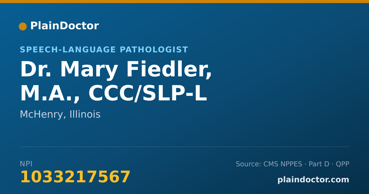 Shareable card for Mary Fiedler, M.A., CCC/SLP-L - Speech-Language Pathologist, McHenry, IL
