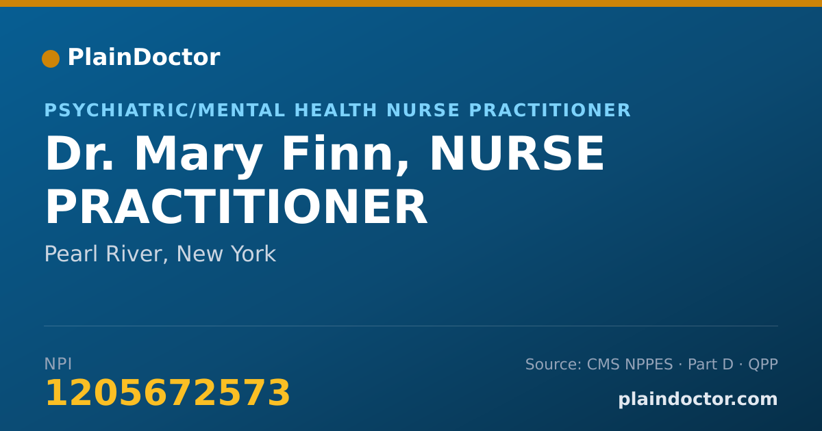 Shareable card for Mary Finn, NURSE PRACTITIONER - Psychiatric/Mental Health Nurse Practitioner, Pearl River, NY