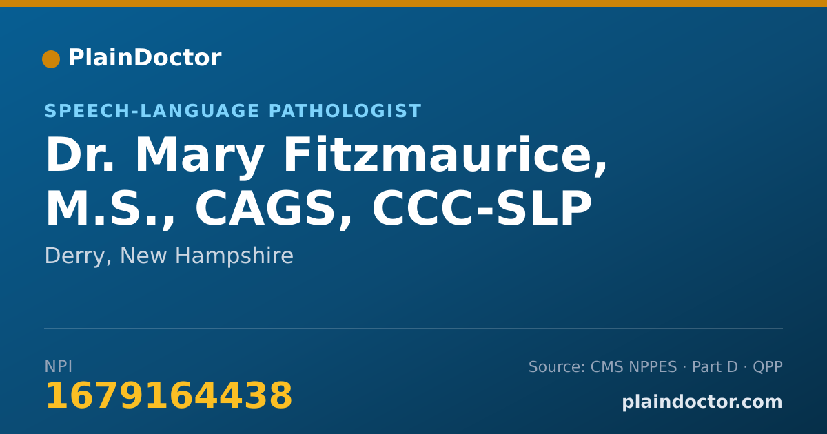 Shareable card for Mary Fitzmaurice, M.S., CAGS, CCC-SLP - Speech-Language Pathologist, Derry, NH