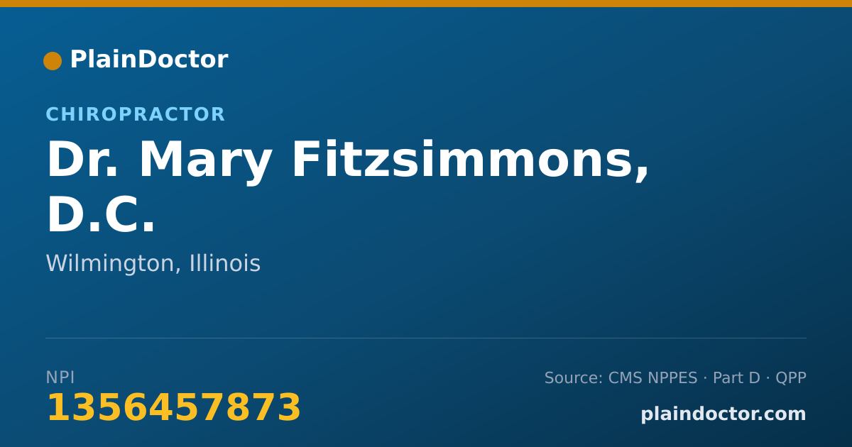 Shareable card for Mary Fitzsimmons, D.C. - Chiropractor, Wilmington, IL