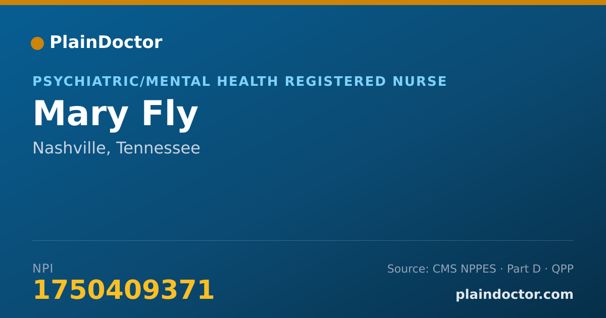 Shareable card for Mary Fly - Psychiatric/Mental Health Registered Nurse, Nashville, TN