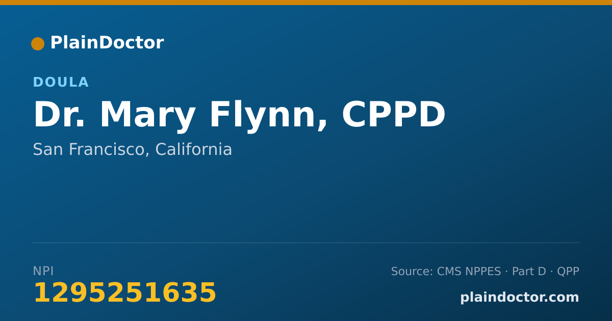 Shareable card for Mary Flynn, CPPD - Doula, San Francisco, CA