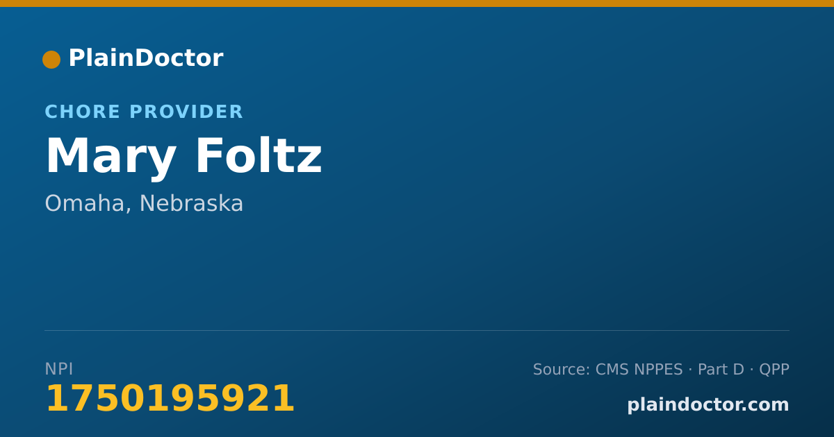 Shareable card for Mary Foltz - Chore Provider, Omaha, NE